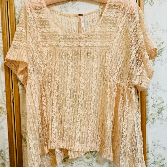 Free People Cream Lace Top - Picture 4 of 9